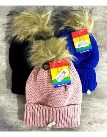 GORRO LANA TEJIDO C POMPON...