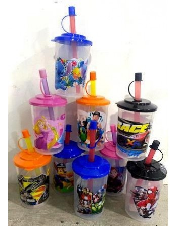 VASO TAPA C SORBETE PERSONAJES